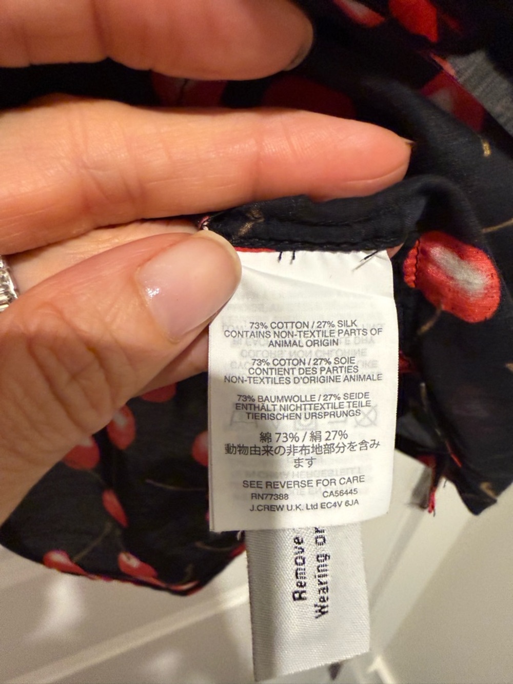 J. Crew Black Blouse with Red Cherry Print - Picture 5 of 8